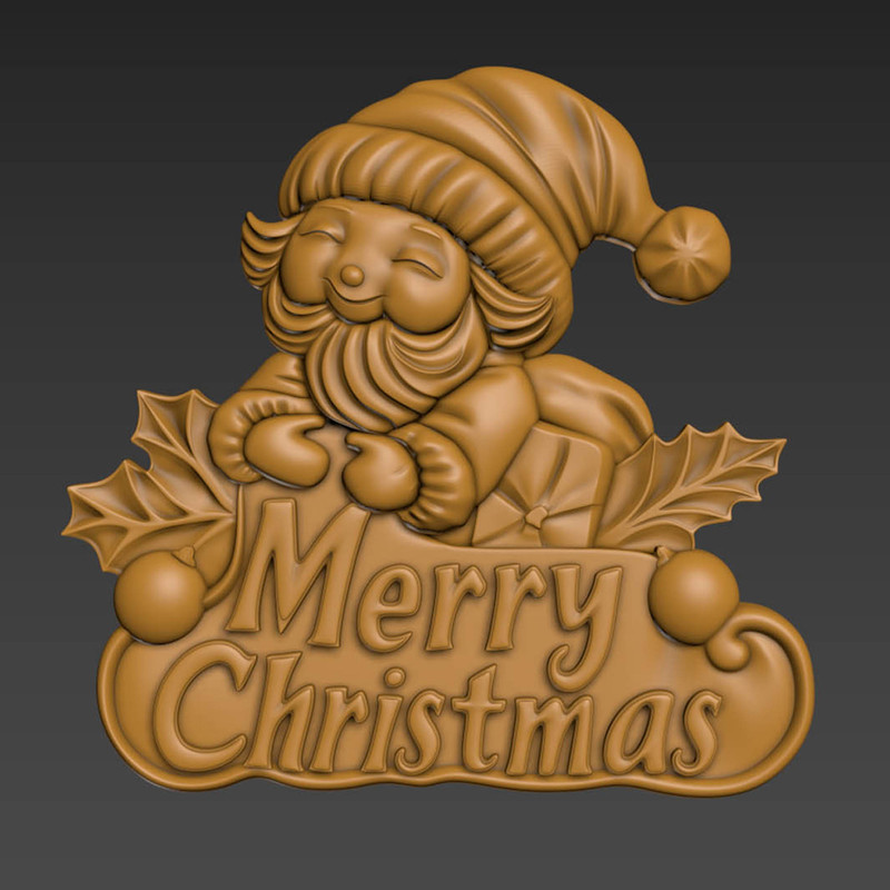 Merry Christmas Santa Claus 3D Relief 1