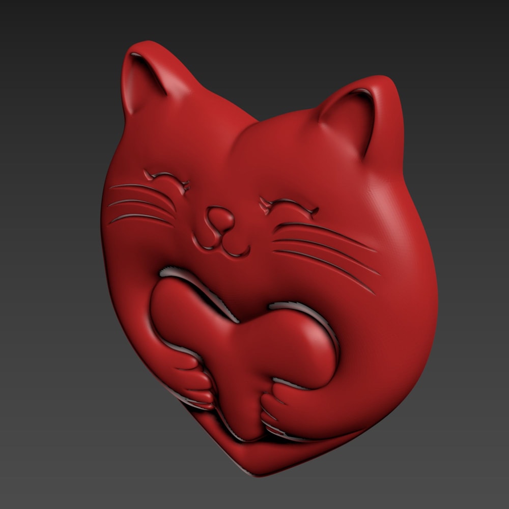 Heart Cat Valentines Day 3D Relief 3D Print CNC 5
