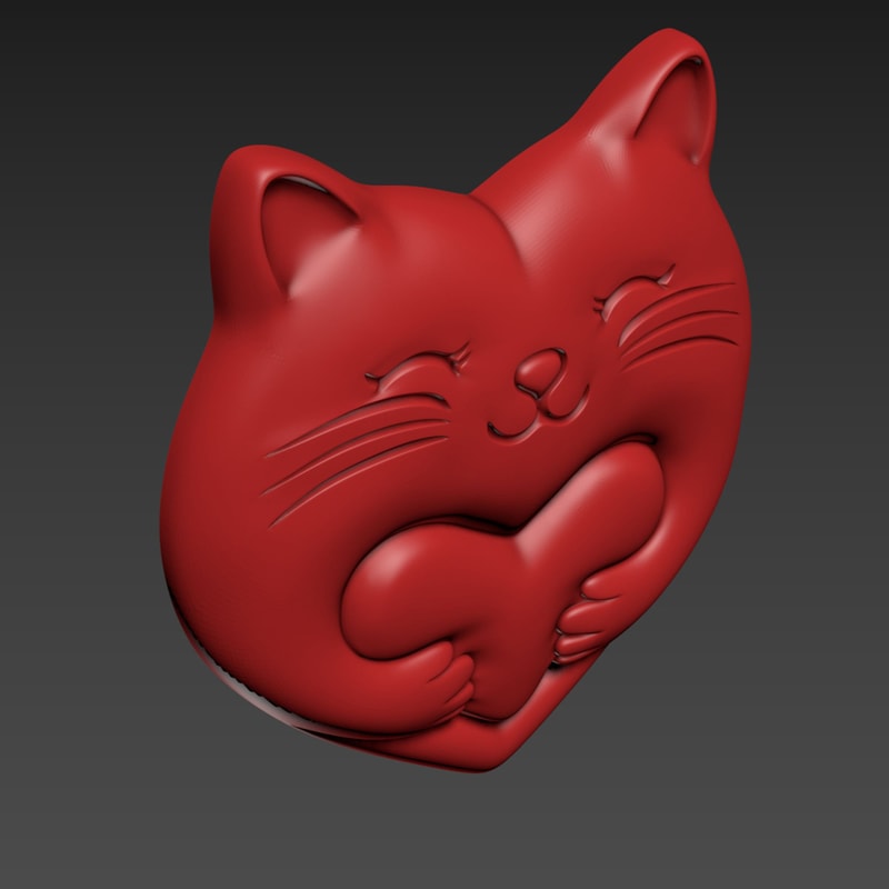 Heart Cat Valentines Day 3D Relief 3D Print CNC 6