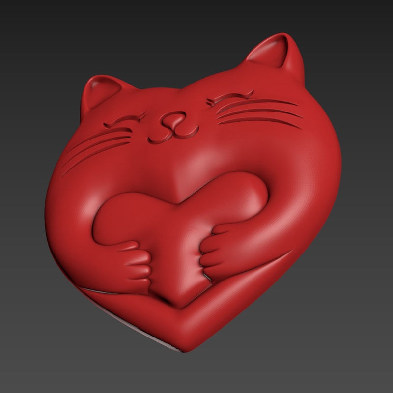 Heart Cat Valentines Day 3D Relief 3D Print CNC 7