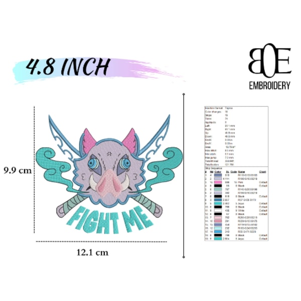 Anime inspired Embroidery Designs, Inosuke Hashibira Embroid - Inspire ...