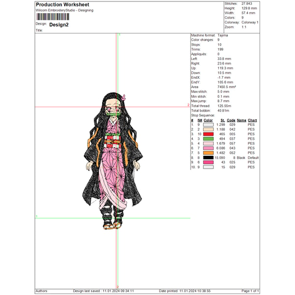 Nezuko Layout Nezuko Kamado Embroidery Design File, Demon Slayer Anime Emb | Inspire ...