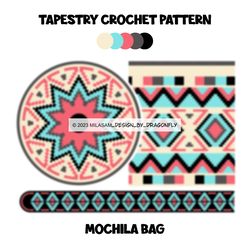 Tapestry Crochet Bag Pattern, Wayuu Mochila Bag, Tote Bag, Beach Bag, Shoulder bag, boho handbag / 921