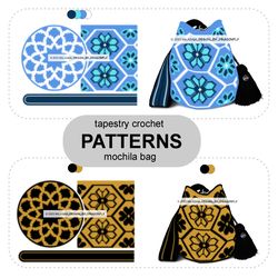 Crochet Bag Pattern, Wayuu Mochila Bag, Tote Bag DIY, Beach Bag, Shoulder bag, boho handbag Updated pattern / Double 932