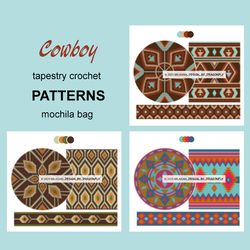 Crochet bag patterns , wayuu stile bag - SET Cowboy