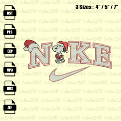 nike snoopy xmas christmas embroidery design, christmas embroidery file, instant download