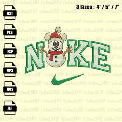 Nike Snowman Mickey Mouse Christmas Embroidery Design, Christmas Embroidery File, Instant Download