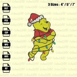winnie the pooh christmas embroidery design, christmas embroidery file, instant download