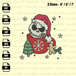 jack skellington christmas embroidery design, christmas embroidery file, instant download