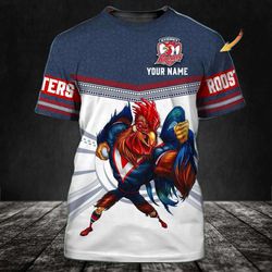 custom sydney roosters nrl 3d t-shirt personalized name design