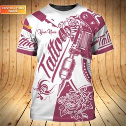 premium 3d rose tattoo t-shirt: unique artist uniform for men & women - shop now!