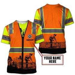 personalized custom name carpenter work shirt with 3d safety design
