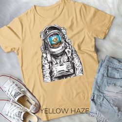 fish tank in spacesuit astronaut goldfish space graphic unisex t-shirt