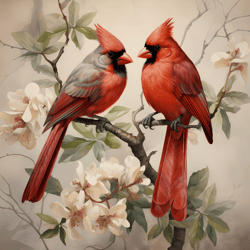 pair of red cardinal birds