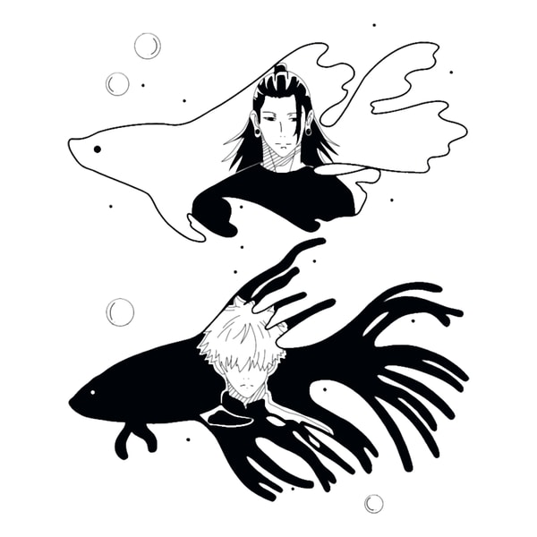 Gojo Fish Module Gojo and Geto betta fish (1) | Inspire Uplift