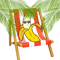 Folding chair with banana sitting under palm tree.png