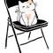 Folding chair with cute cat sitting on it.png
