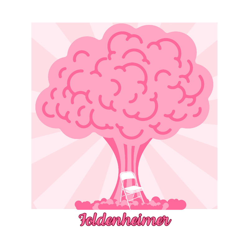 White Folding chair with Pink nuclear explosion, funny, foldenheimer .png