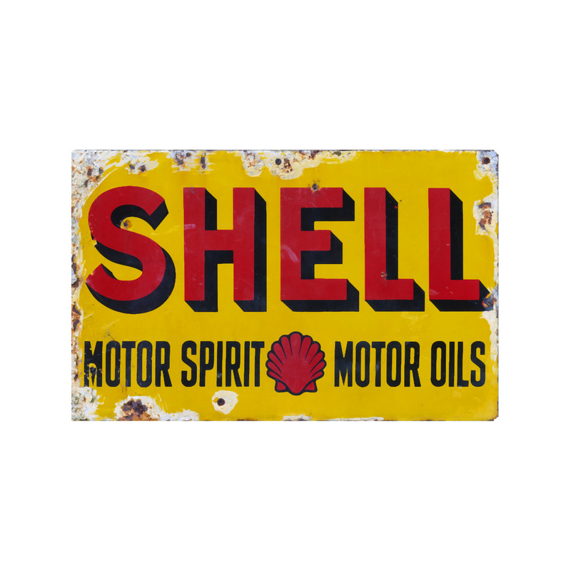 Vintage Enamel sign, yellow and red enamel retro motor oil advert..png