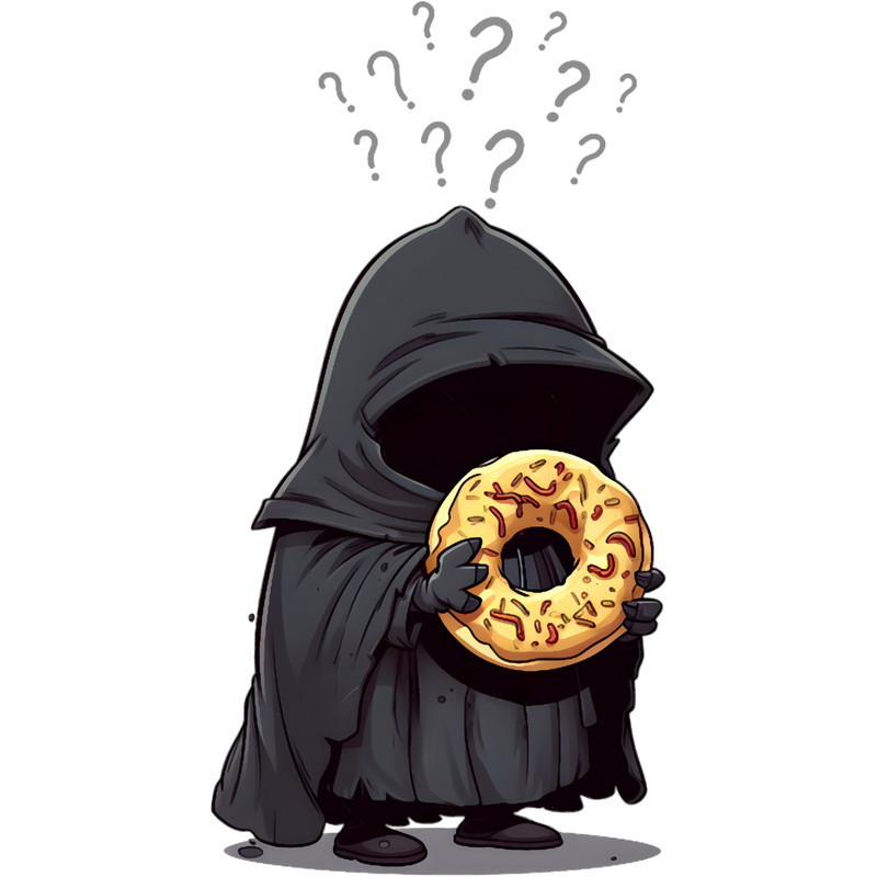 Black Rider Holding a Donut Ring - Fantasy Funny.png