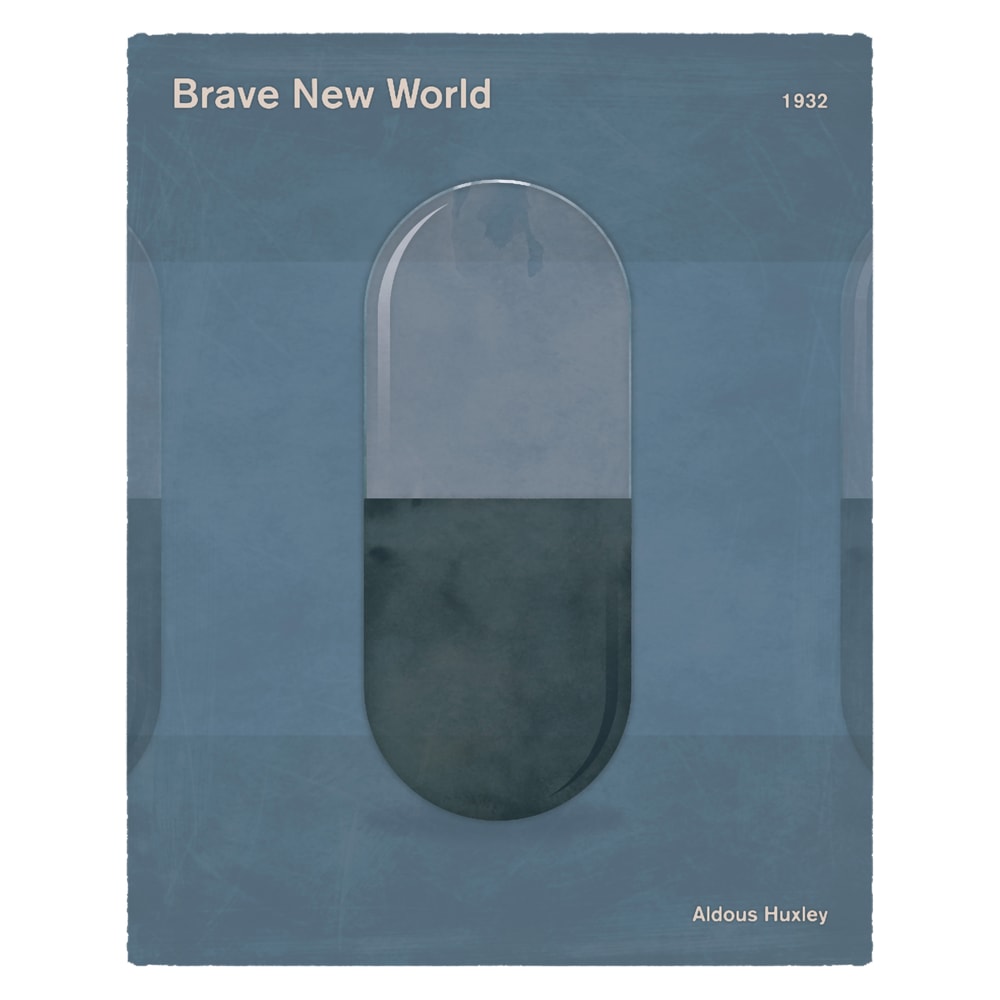 Brave New World, Aldous Huxley Dystopian Social Science Fiction Art for Book Lovers.png