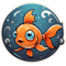 Cute little orange goldfish swimming at night .png