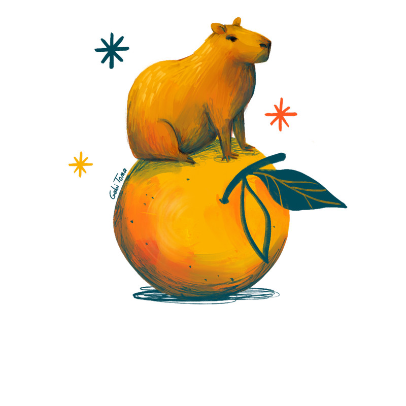 Tiny Capybara on Yuzu Fruit .png