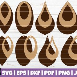 stacked earring svg, leather earring jewelry laser cut template, commercial use, cut files