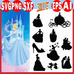 cinderella svg, cinderella silhouette svg, princess svg, princess cliparts, disney princess svg, instant download