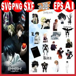 death note svg, japanese manga svg, light yagami svg, manga svg, yagami death note svg, png dxf eps pdf file