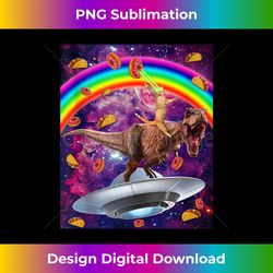 Cat Riding Dinosaur Trex UFO Taco Donut Laser Eyes In Galaxy Tank Top - Contemporary PNG Sublimation Design - Enhance Your Art with a Dash of Spice