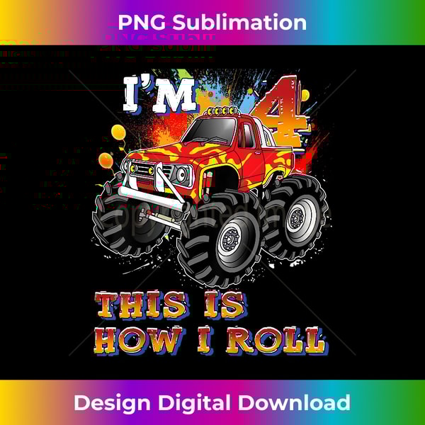 QS-20231129-9927_Kids 4 Year Old 4th Birthday Boy Monster Truck Car 0962.jpg