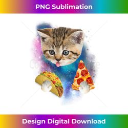 Funny Galaxy Cat  Space Cat Eat Pizza and Taco Long Sleeve - Timeless PNG Sublimation Download - Tailor-Made for Sublimation Craftsmanship