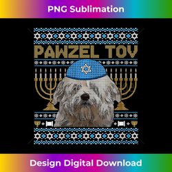 Womens Pawzel Tov Jewish Coton de Tulear Dog Funny Hanukkah V-Neck - Bohemian Sublimation Digital Download - Crafted for Sublimation Excellence