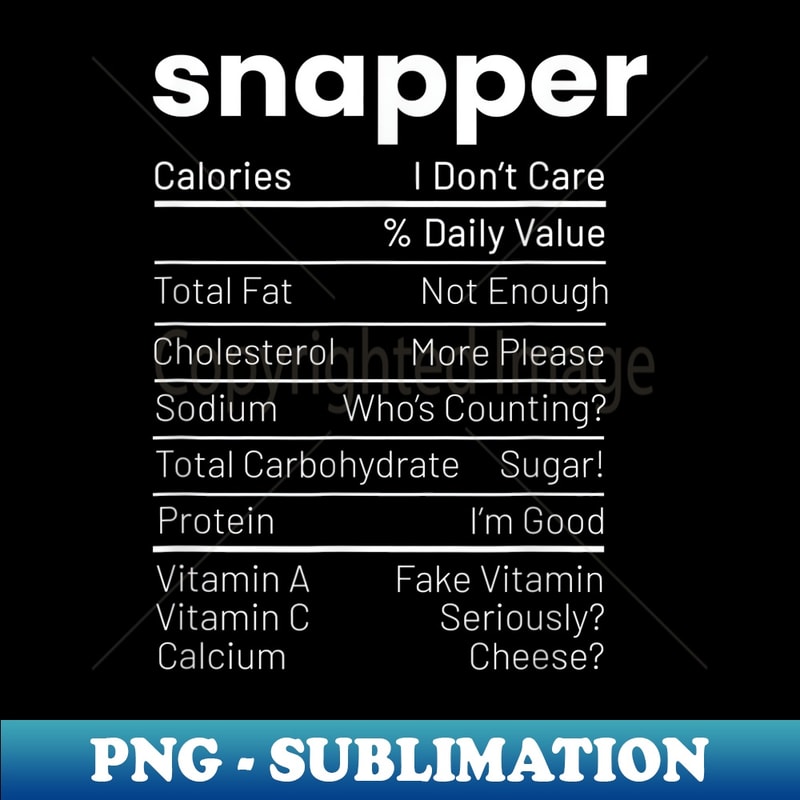 Snapper Nutrition Facts Seafood Nutrition Facts Fish - Premium Sublimation Digital Download