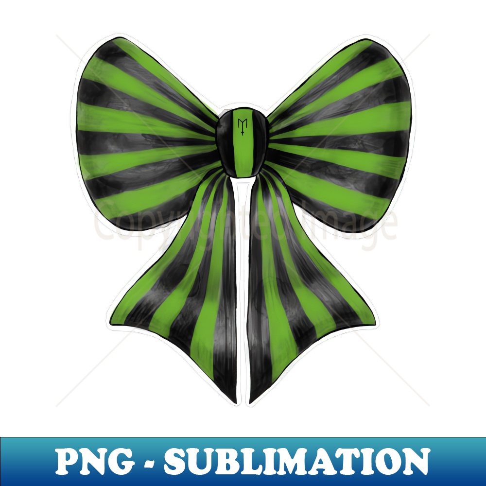 Black and Green Stripy Bow - Instant Sublimation Digital Download