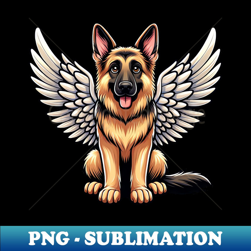 German Shepherd Angel - Guardian with Wings - Detailed T-Shirt PNG