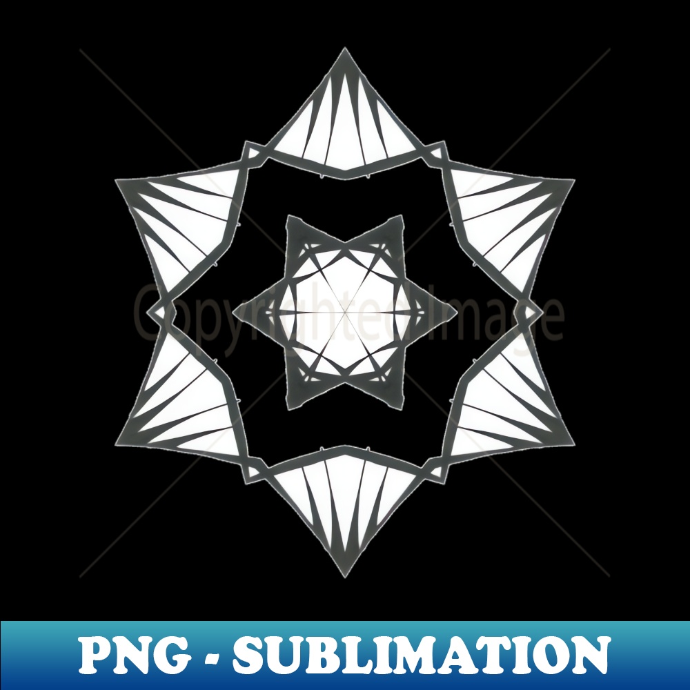 50C Unique Black White Abstract Mandala - Digital Art Sublimation PNG