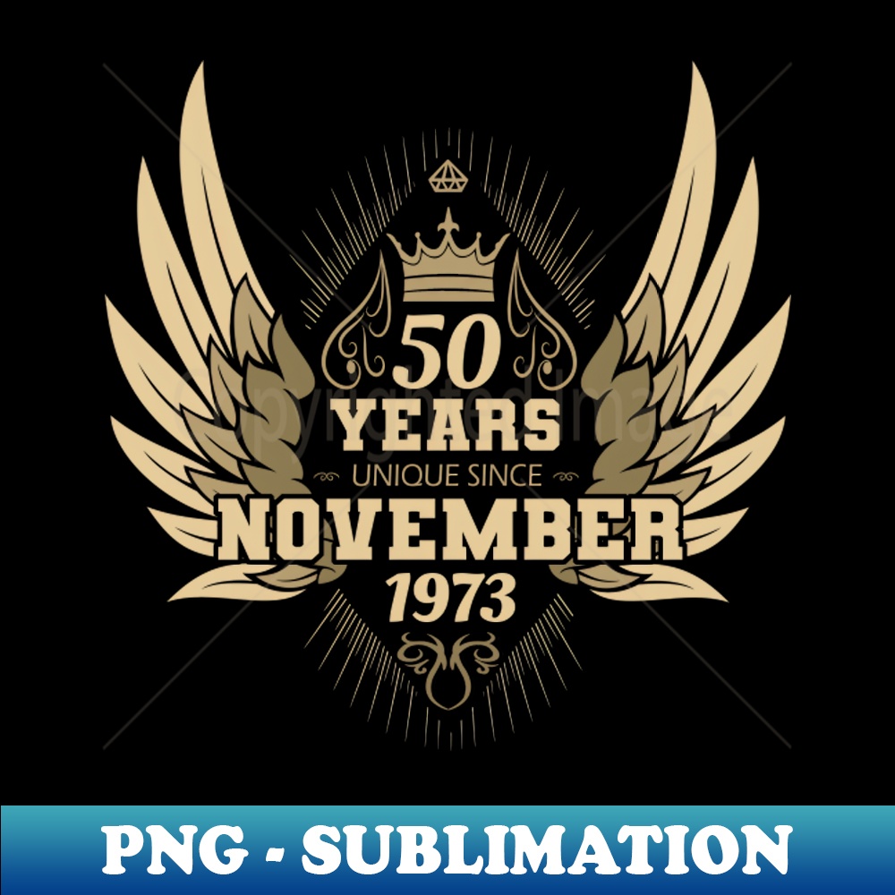 Vintage 1973 50th Birthday November Angel Wings - Ready to Print Sublimation File