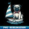 Summer sailing dinghy with pug - Graphic Tee Design PNG