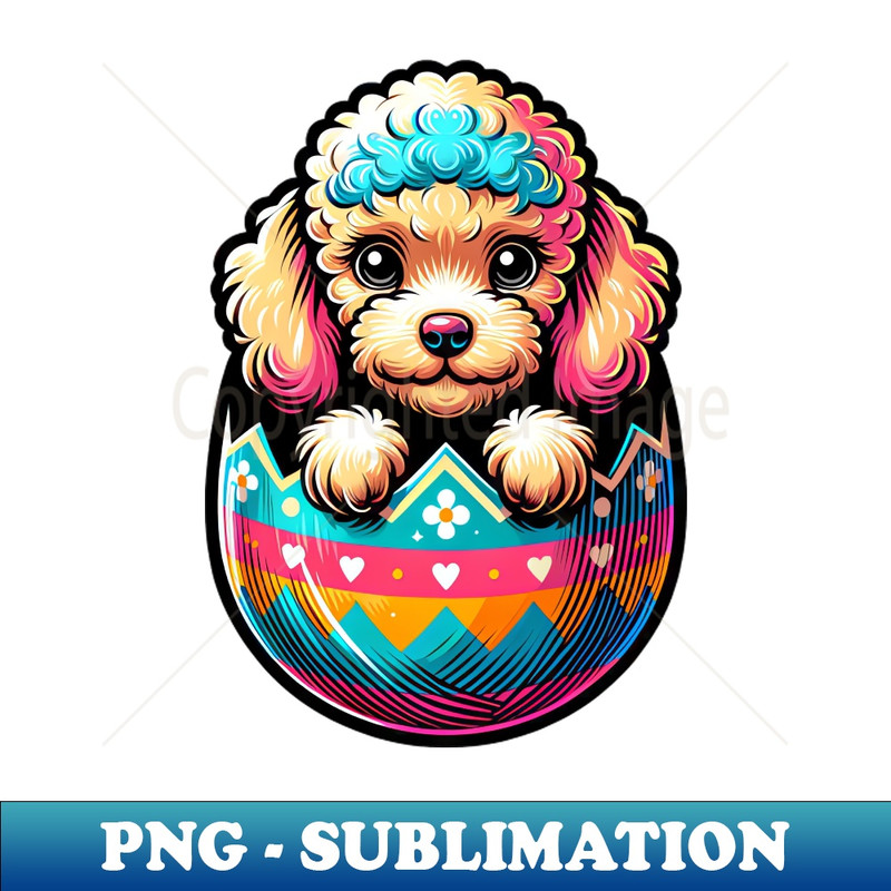 Easter Egg Easter Dog Poodle hatches from the egg - Creative Design Sublimation PNG