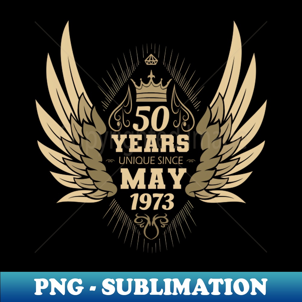Vintage 50th Birthday with Angel Wings and Crown - Stylish Tee PNG