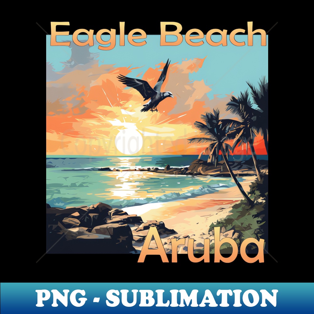 Summer Getaway in Aruba Relaxation at Eagle Beach - Vibrant Art Sublimation PNG