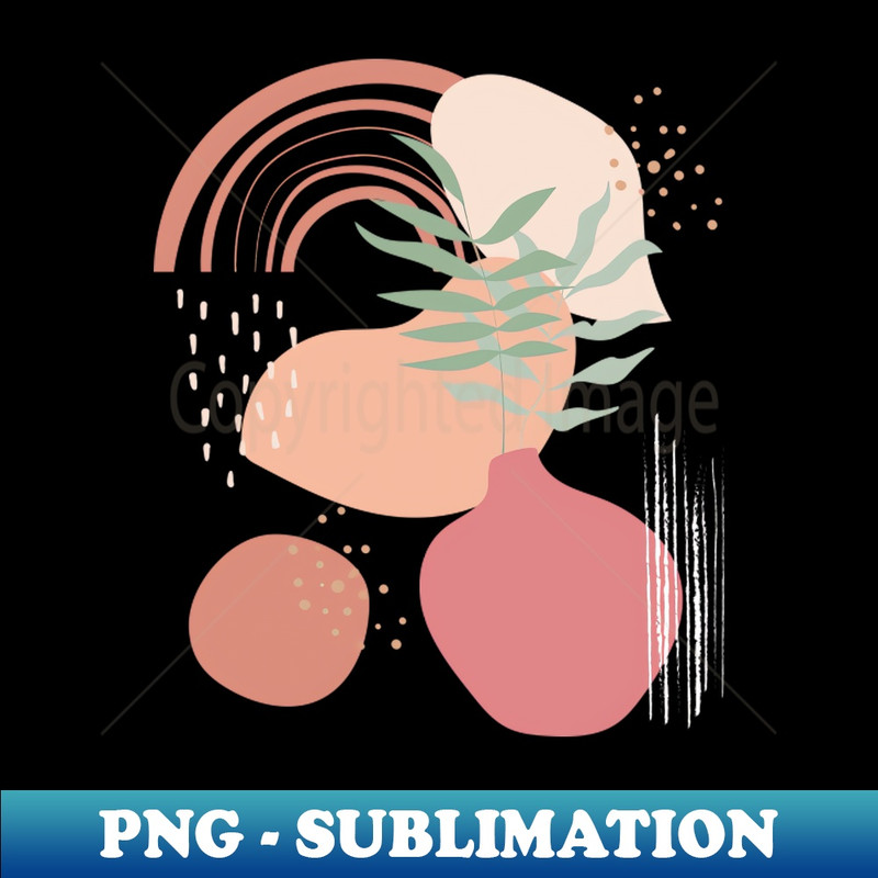 Abstract shapes lines and dots plant leaves earth colors digital design illustration - Exclusive Print Sublimation Download