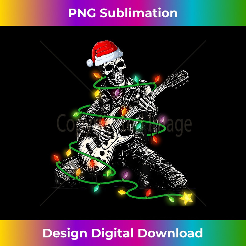 DE-20231130-544_Santa Rocker Skeleton Rock N Roll Guitar Guitarist Christmas Long Sleeve 0863.jpg
