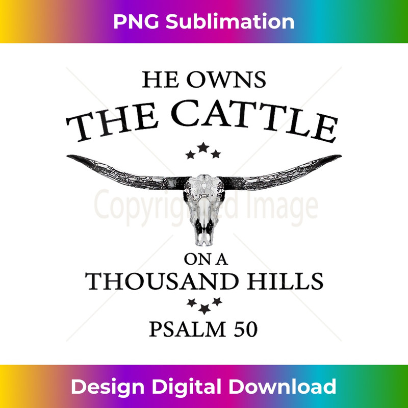 MJ-20231130-812_Womens He Owns The Cattle On A Thousand Hills Bull Skull Christian V-Neck 1132.jpg