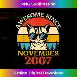 retro sunset awesome since november 2007 birthday cat lovers - bespoke sublimation digital file - customize with flair