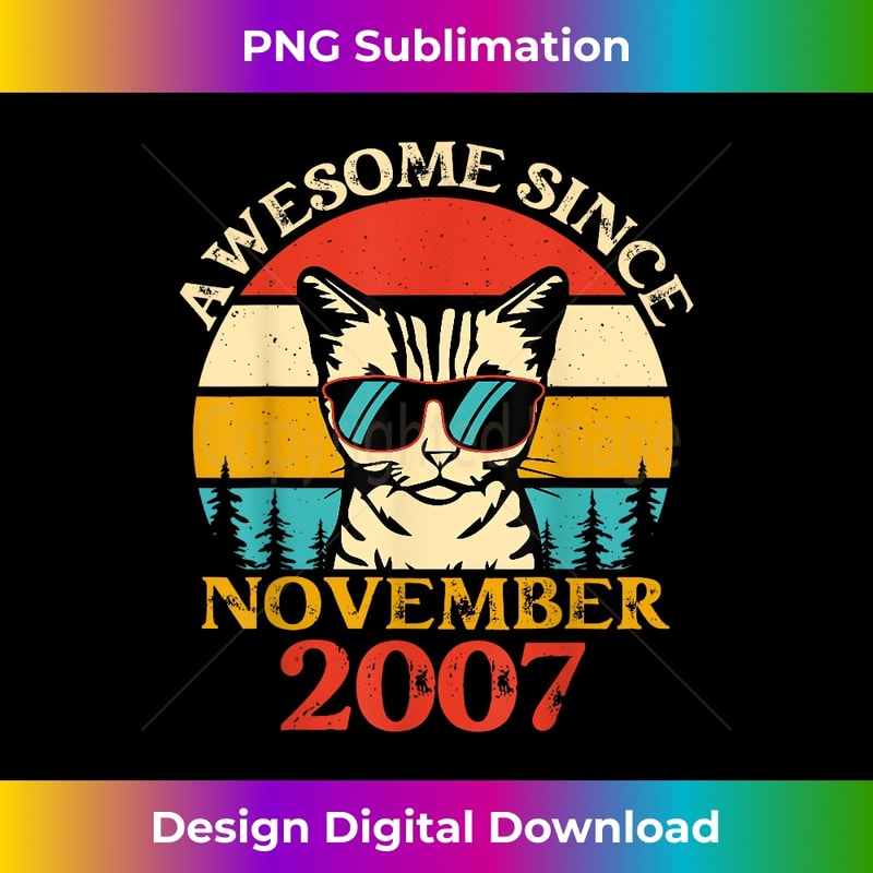 GQ-20231130-3383_Retro Sunset Awesome Since November 2007 Birthday Cat Lovers 0606.jpg