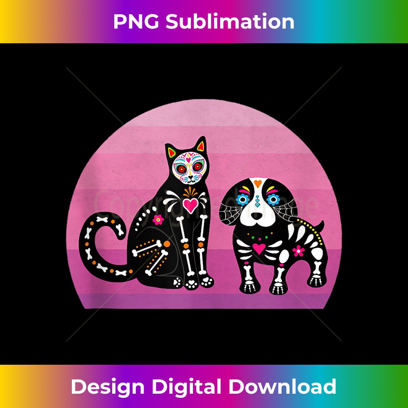 CK-20231211-1140_Sugar Skull Cat and Dog Retro Day of Dead Halloween Mexican Tank Top 1144.jpg