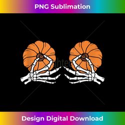halloween womens bikini boob pumpkin skeleton hand on breast tank top - chic sublimation digital download - striking & memorable impressions